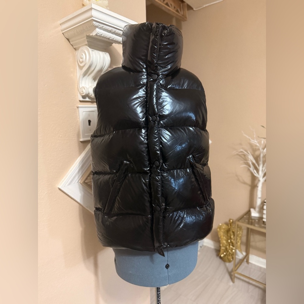 SAM. Shiny Black Puffer Vest